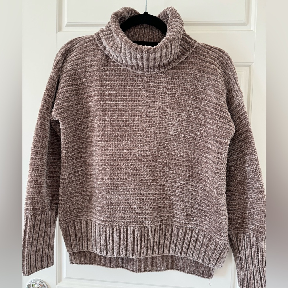 Pink Rose chenille turtleneck sweater